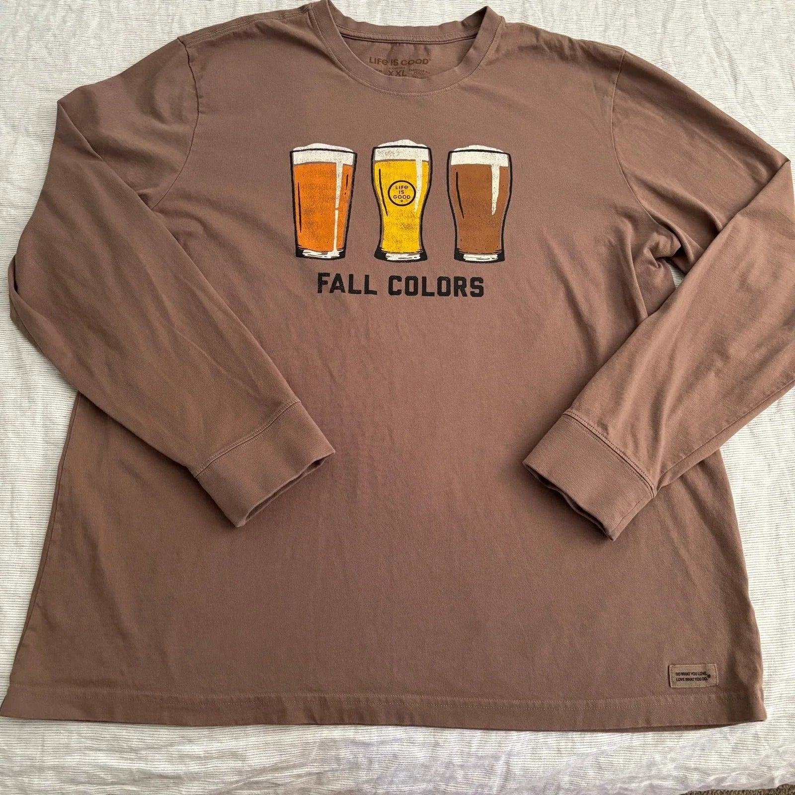 Life is Good tan long sleeve beer fall colors T-shirt 2XL - XXL Unisex T-shirt, Sweatshirt, Hoodie, Long Sleeve Tee - T-Shirt, Sweatshirt, Hoodie