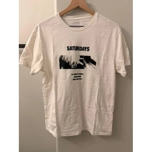 Saturdays NYC Graphic T-Shirt Mens Medium White Unisex T-shirt, Sweatshirt, Hoodie, Long Sleeve Tee - T-Shirt, Sweatshirt, Hoodie