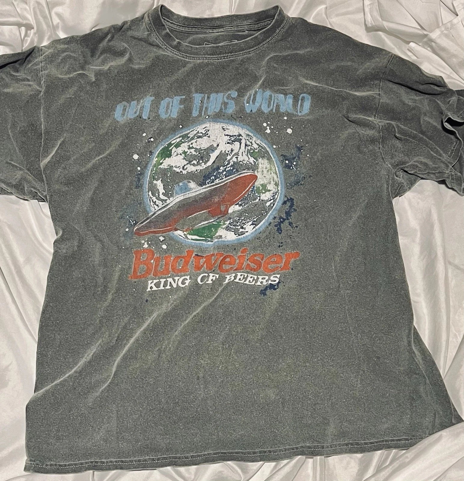 VTG 80s Budweiser Tee Mens Gray Beer Tee Size L Unisex T-shirt, Sweatshirt, Hoodie, Long Sleeve Tee - T-Shirt, Sweatshirt, Hoodie
