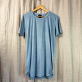 Mens Blue Suede Look Longline T-Shirt Size L Minimalist Soft Stretch Streetwear Unisex T-shirt, Sweatshirt, Hoodie, Long Sleeve Tee - T-Shirt, Sweatshirt, Hoodie