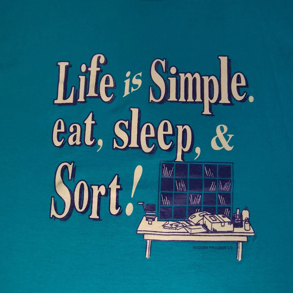 Vtg Eat Sleep Sort Mail Room Sorting Graphic T Shirt Lee XL Modern Process Unisex T-shirt, Sweatshirt, Hoodie, Long Sleeve Tee - T-Shirt, Sweatshirt, Hoodie