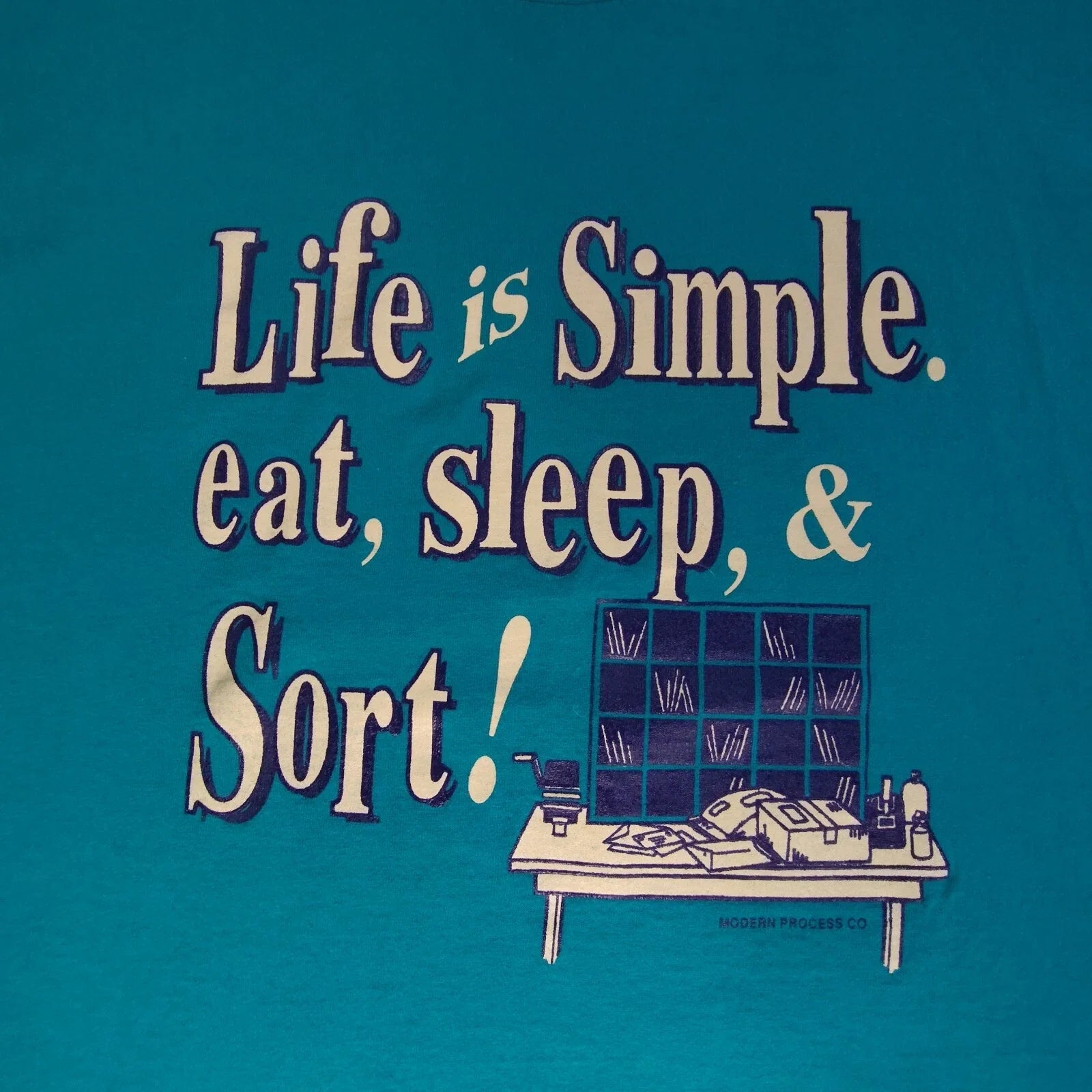 Vtg Eat Sleep Sort Mail Room Sorting Graphic T Shirt Lee XL Modern Process Unisex T-shirt, Sweatshirt, Hoodie, Long Sleeve Tee - T-Shirt, Sweatshirt, Hoodie