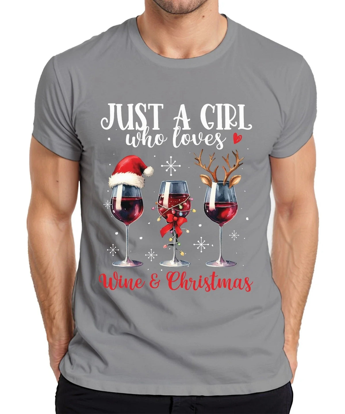 Just A Girl Who Loves Wine & Christmas - Christmas Xmas Gift Christma Unisex T-shirt, Sweatshirt, Hoodie, Long Sleeve Tee - T-Shirt, Sweatshirt, Hoodie
