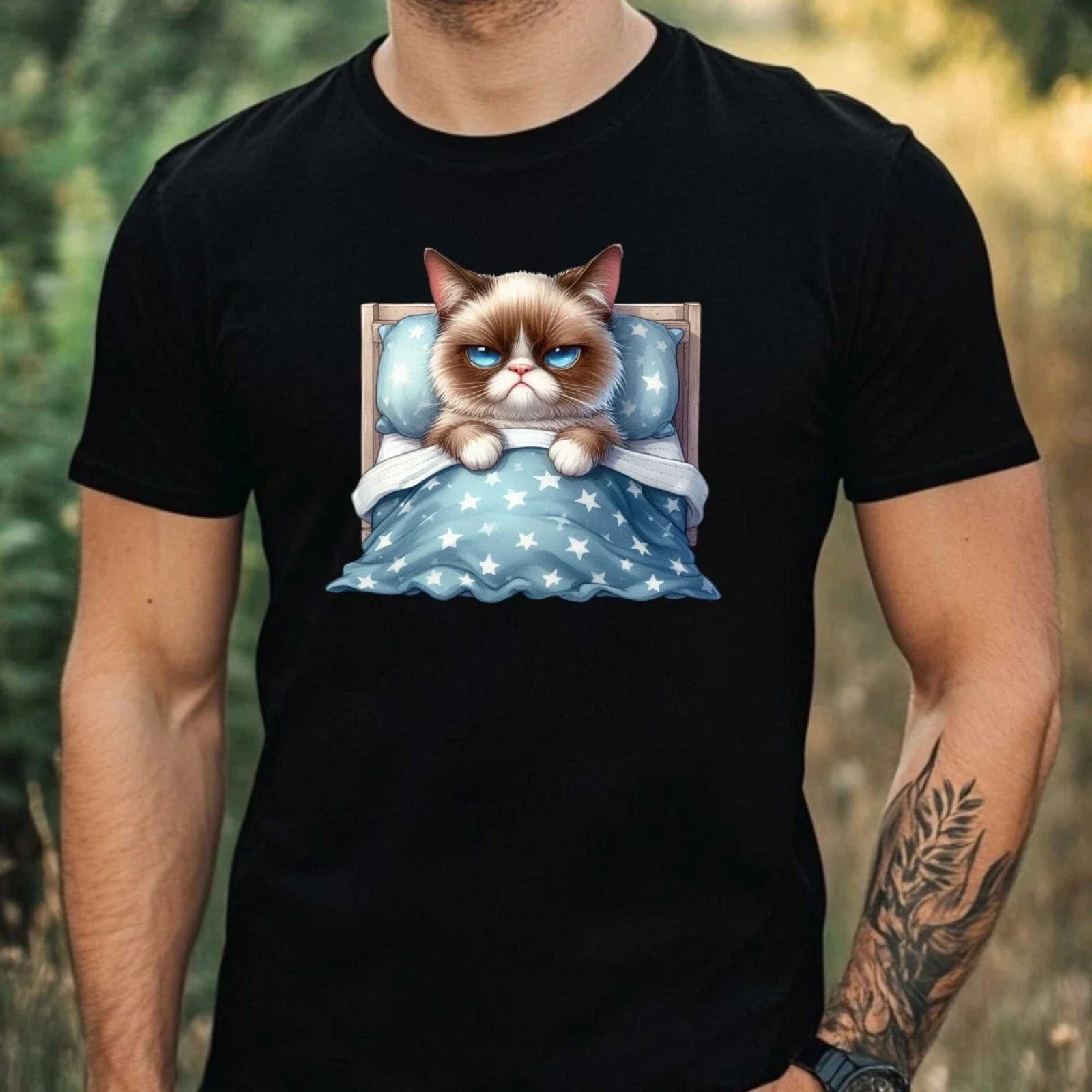 Mens Grumpy Cat Print Cotton T-Shirt Size XS to 5XL Unisex T-shirt, Sweatshirt, Hoodie, Long Sleeve Tee - T-Shirt, Sweatshirt, Hoodie