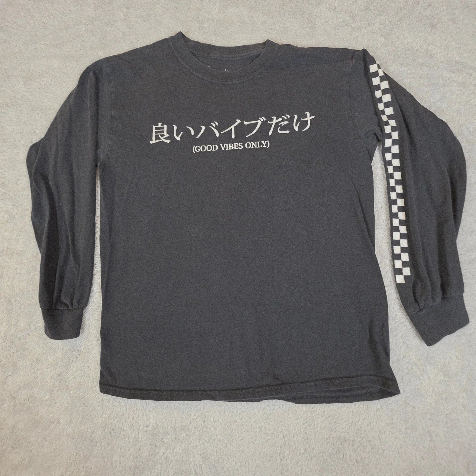 Creative Empire "Good Vibes Only" L/S - M (Fits Small) - Distressed Black Unisex T-shirt, Sweatshirt, Hoodie, Long Sleeve Tee - T-Shirt, Sweatshirt, Hoodie