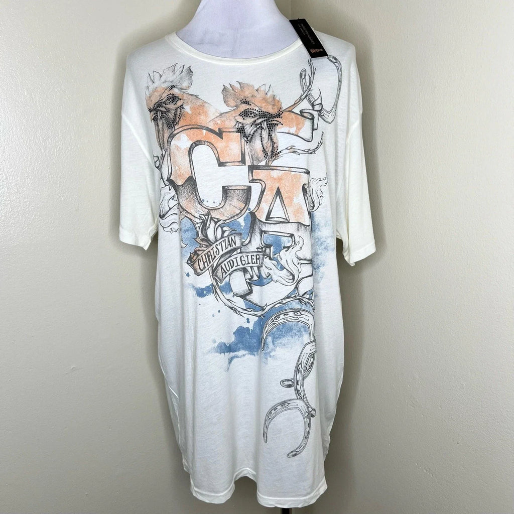 Christian Audigier Graphic Tee 2XL Unisex Crew Neck Cream Vintage Streetwear New Unisex T-shirt, Sweatshirt, Hoodie, Long Sleeve Tee - T-Shirt, Sweatshirt, Hoodie