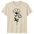 Minimalist Line Art Botanical Flower T-Shirt Floral Art Nature Birthday Gift Unisex T-shirt, Sweatshirt, Hoodie, Long Sleeve Tee - T-Shirt, Sweatshirt, Hoodie