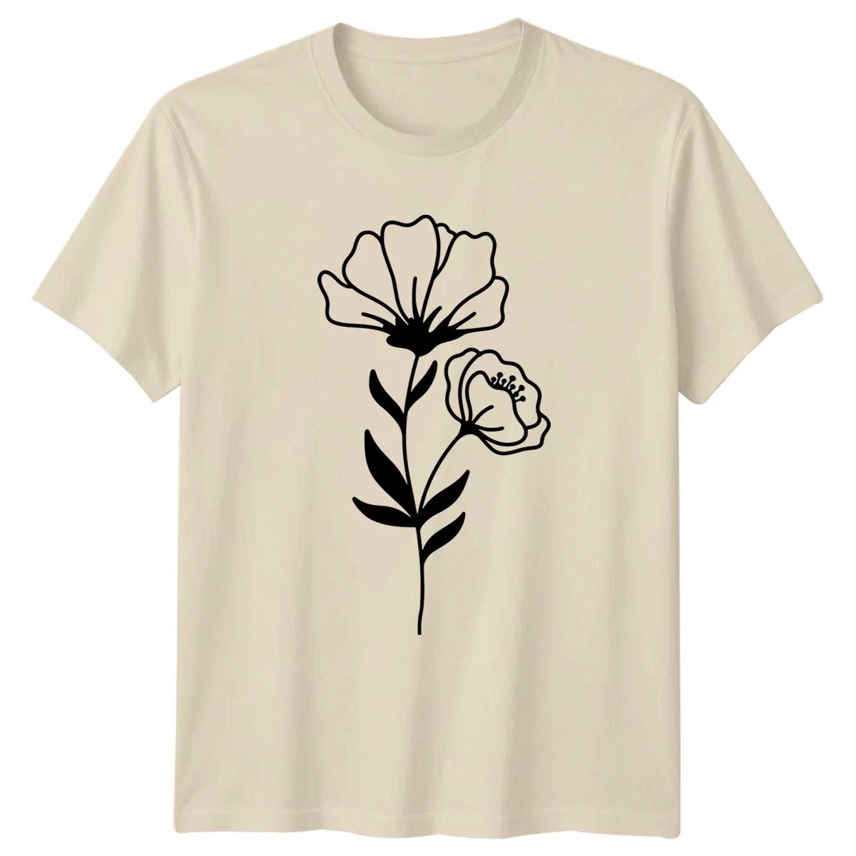 Minimalist Line Art Botanical Flower T-Shirt Floral Art Nature Birthday Gift Unisex T-shirt, Sweatshirt, Hoodie, Long Sleeve Tee - T-Shirt, Sweatshirt, Hoodie