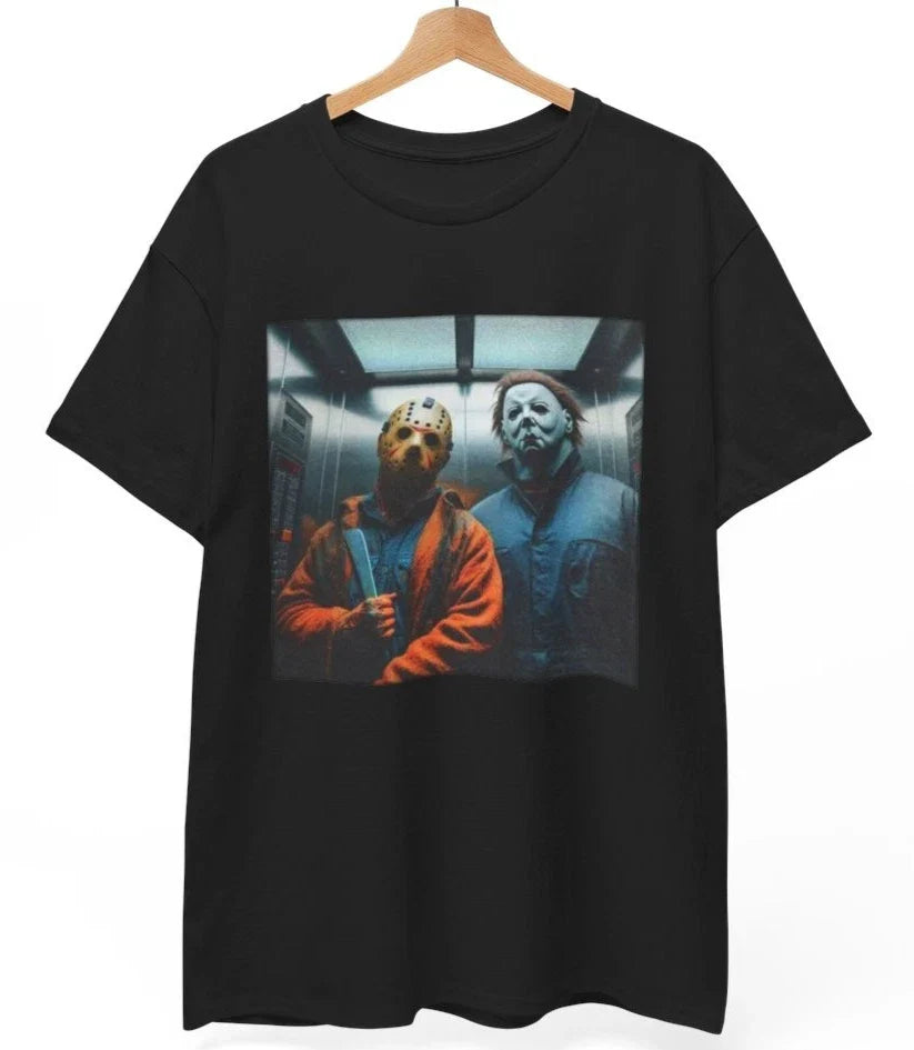 Michael Myers & Jason T-Shirt Horror Movie Halloween Slasher Unisex Tee S-5XL Unisex T-shirt, Sweatshirt, Hoodie, Long Sleeve Tee - T-Shirt, Sweatshirt, Hoodie