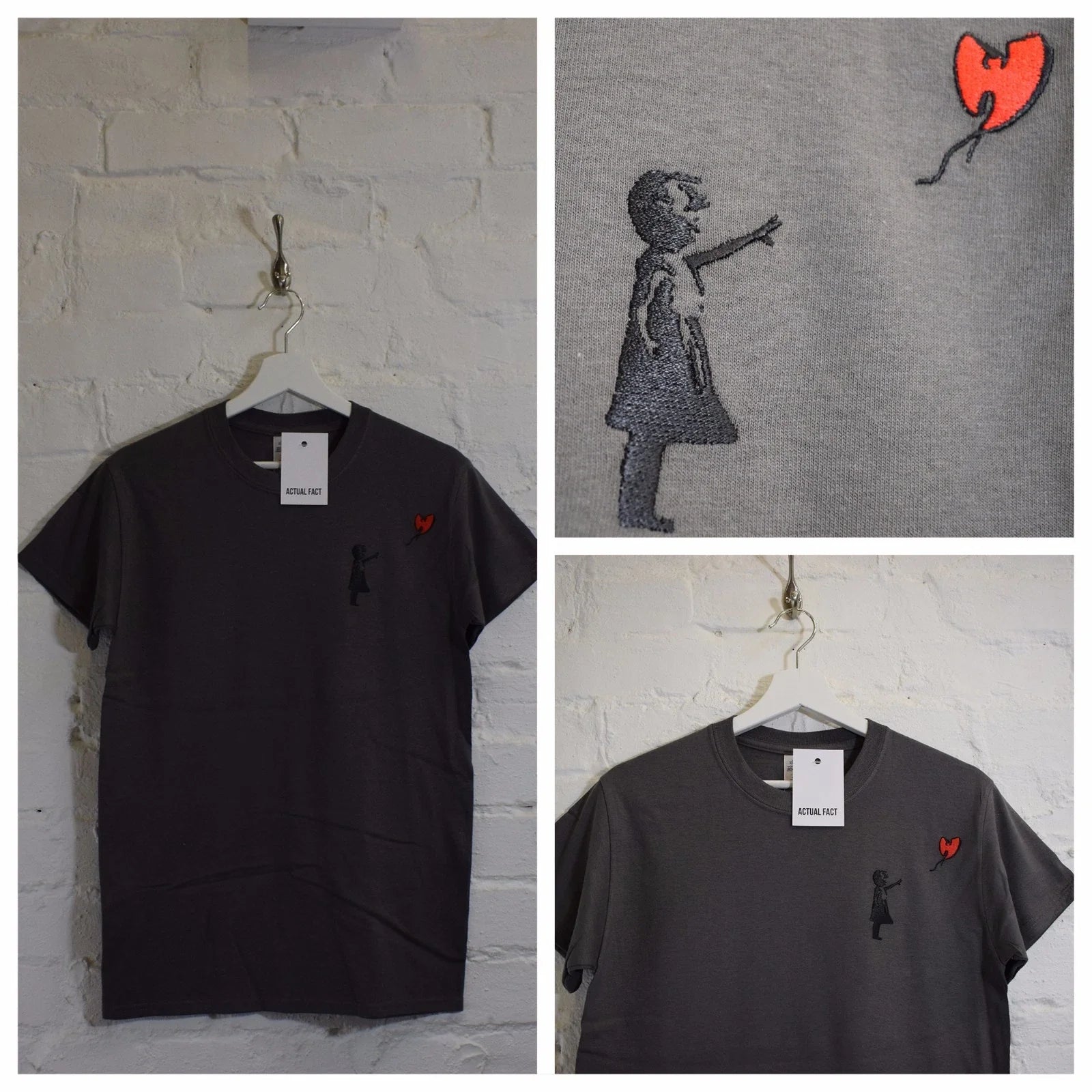 Actual Fact Hip Hop "W" x Banksy Street Art Charcoal Tee T-shirt Unisex T-shirt, Sweatshirt, Hoodie, Long Sleeve Tee - T-Shirt, Sweatshirt, Hoodie