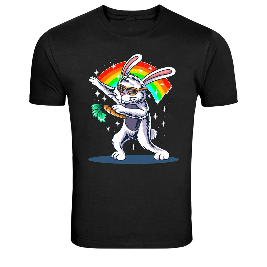 Cool Easter Bunny Dab Rainbow Graphic T Shirt Party Tee Unisex T-shirt, Sweatshirt, Hoodie, Long Sleeve Tee - T-Shirt, Sweatshirt, Hoodie