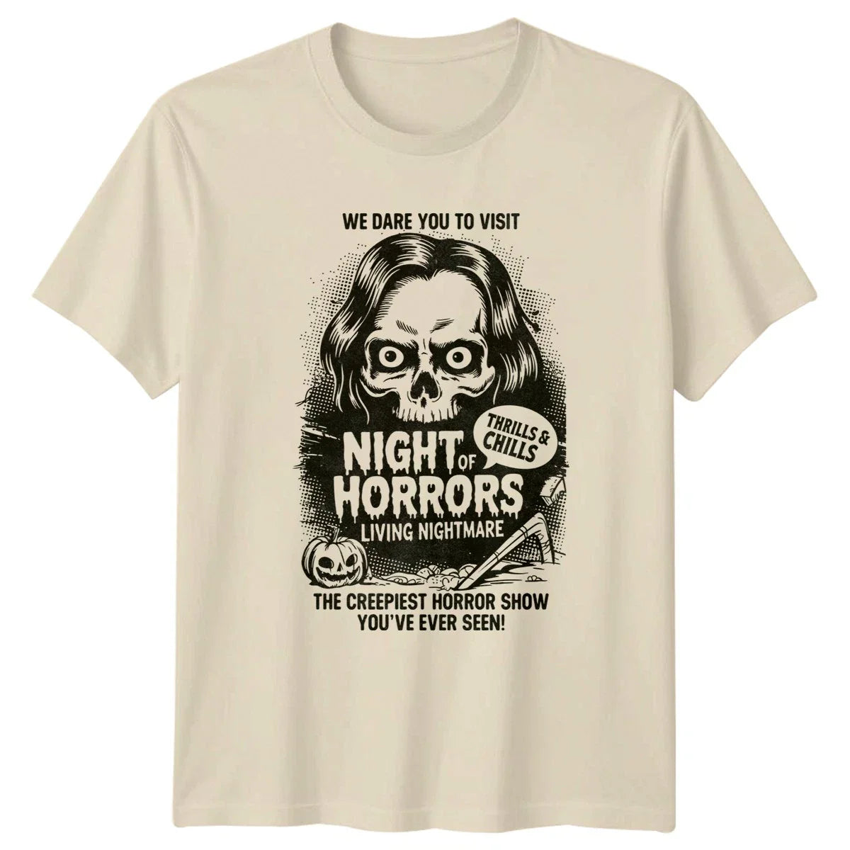 We Dare You To Visit Night Of Horrors Halloween Horror Mens Womens Graphic Top Unisex T-shirt, Sweatshirt, Hoodie, Long Sleeve Tee - T-Shirt, Sweatshirt, Hoodie