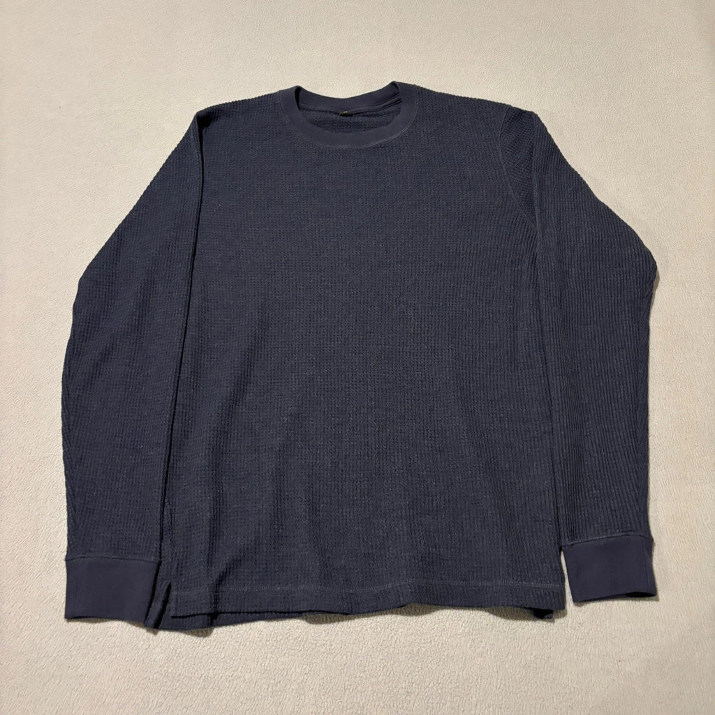 Uniqlo Mens Waffle Knit Thermal Long Sleeve Small Crewneck Navy Blue Minimalist Unisex T-shirt, Sweatshirt, Hoodie, Long Sleeve Tee - T-Shirt, Sweatshirt, Hoodie