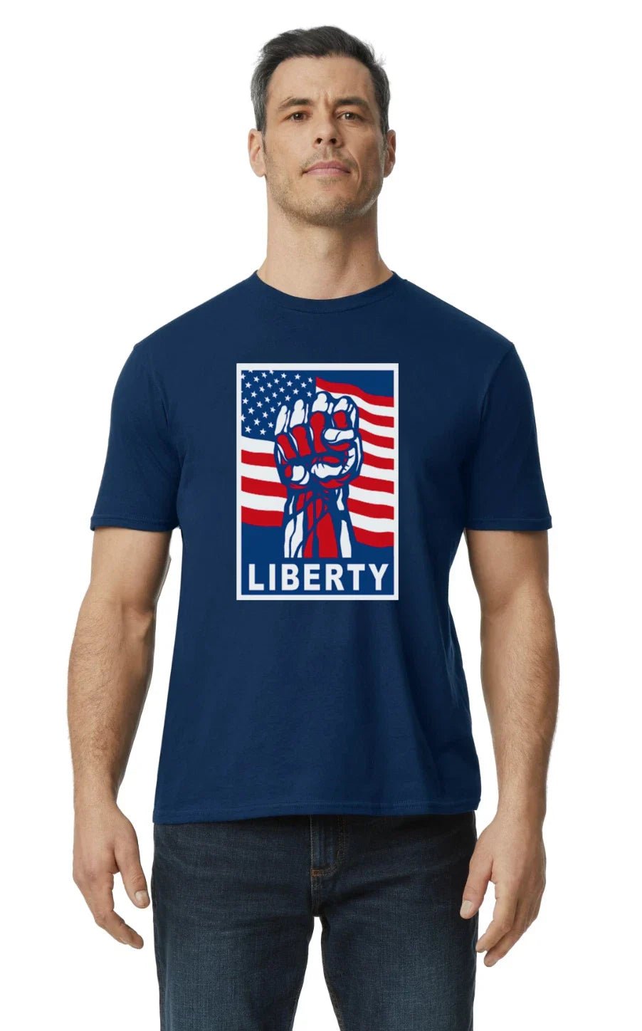 Liberty and Justice for all Political quote American Flag blue T-Shirt Gift Tee Unisex T-shirt, Sweatshirt, Hoodie, Long Sleeve Tee - T-Shirt, Sweatshirt, Hoodie