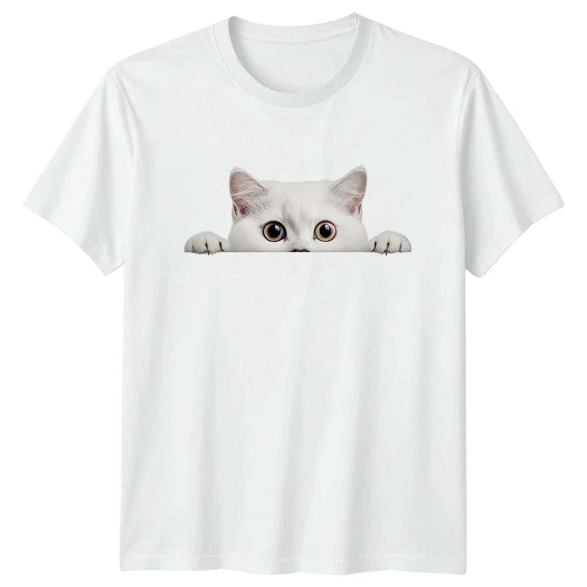 Peeking White Cat T-Shirt Pet Lovers Cats Christmas Gift For Him And Her Unisex T-shirt, Sweatshirt, Hoodie, Long Sleeve Tee - T-Shirt, Sweatshirt, Hoodie