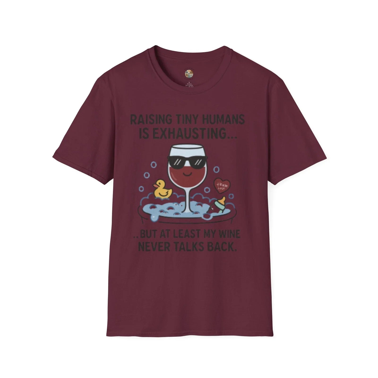 Funny Parenting Wine T-Shirt - Raising Tiny Humans Is Exhausting Unisex T-shirt, Sweatshirt, Hoodie, Long Sleeve Tee - T-Shirt, Sweatshirt, Hoodie