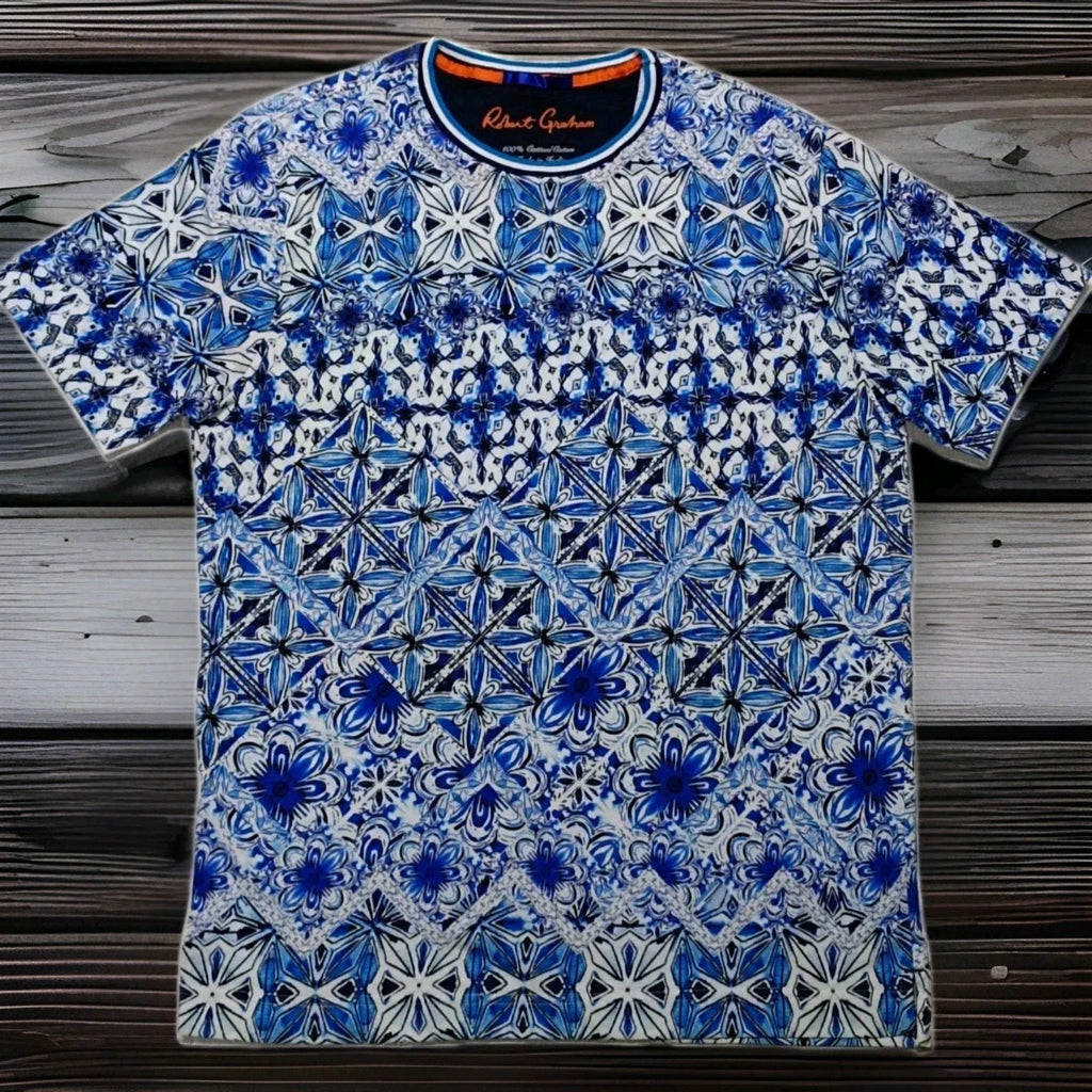 Robert Graham Abstract Floral Mosaic printed Mens Tshirt Xs S M Xl 4xl New Unisex T-shirt, Sweatshirt, Hoodie, Long Sleeve Tee - T-Shirt, Sweatshirt, Hoodie