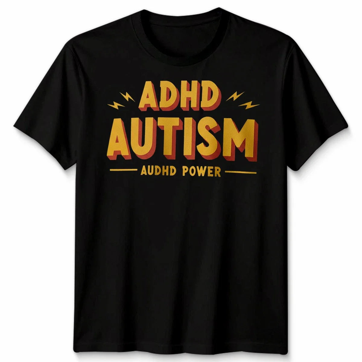 Unisex Tshirt Audhd Power Autism & Adhd Awareness Lightning Bolts Streetwear Unisex T-shirt, Sweatshirt, Hoodie, Long Sleeve Tee - T-Shirt, Sweatshirt, Hoodie