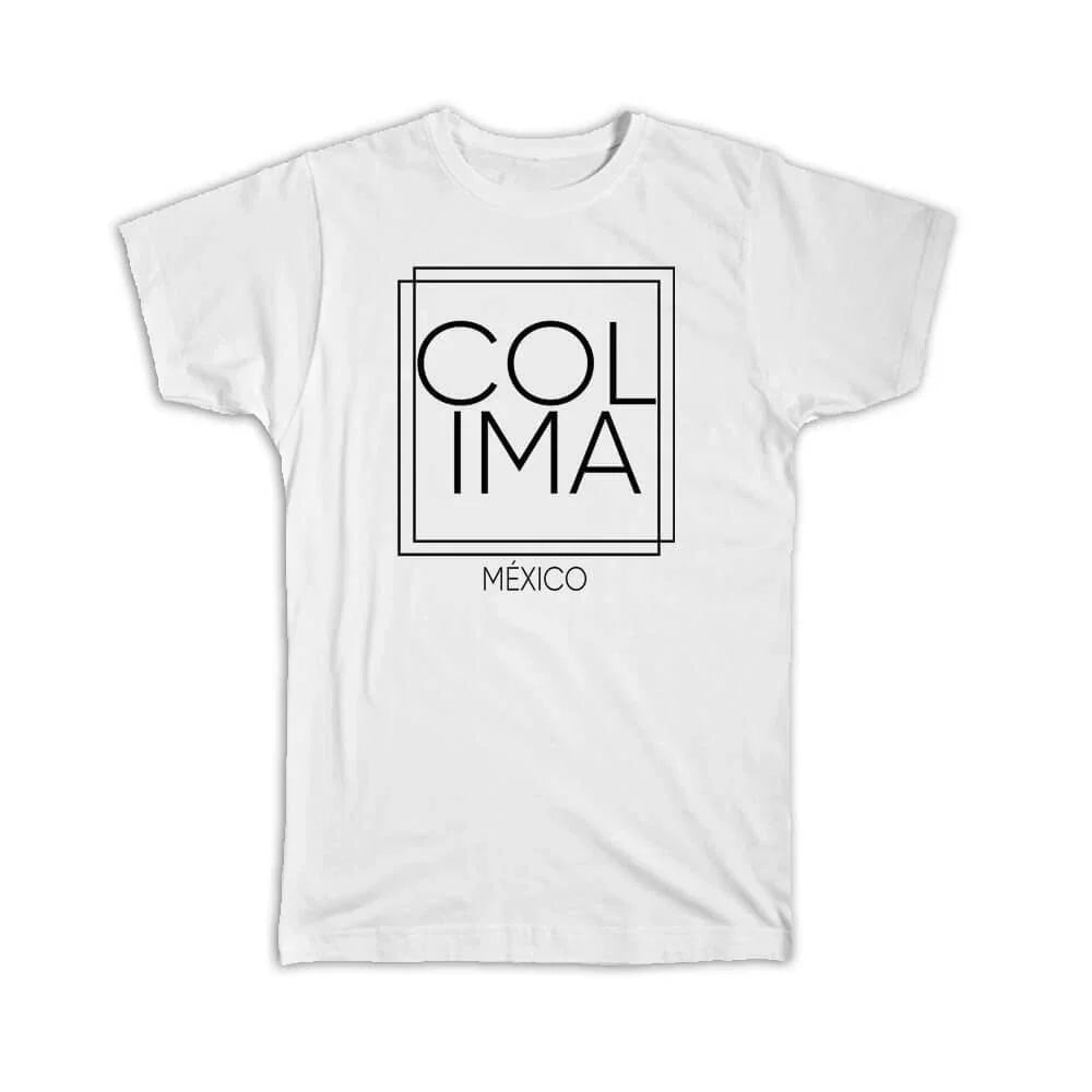 Gift T-Shirt : COLIMA Mexico Square Modern Minimalist Font Unisex T-shirt, Sweatshirt, Hoodie, Long Sleeve Tee - T-Shirt, Sweatshirt, Hoodie