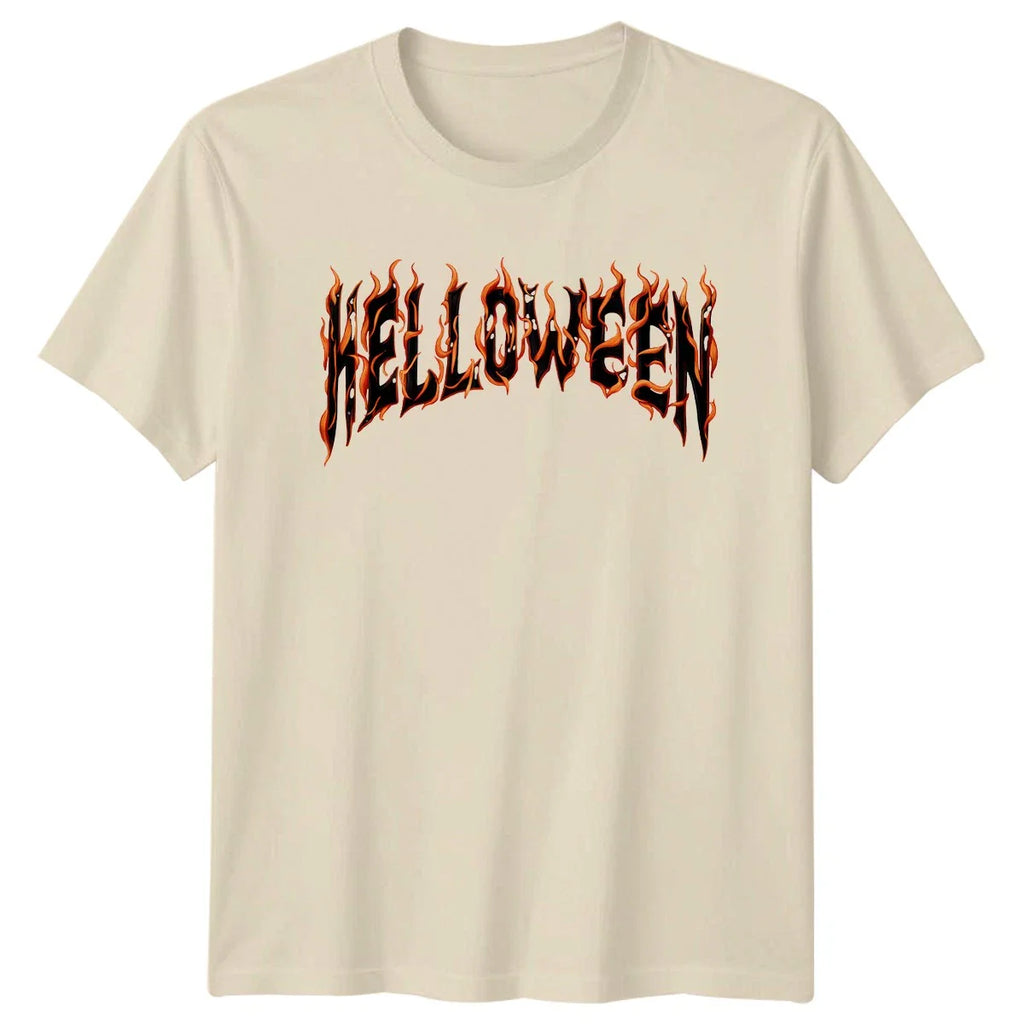 Halloween Fiery Text Holiday Graphic Mens T-Shirt Womens Tee Unisex Apparel Unisex T-shirt, Sweatshirt, Hoodie, Long Sleeve Tee - T-Shirt, Sweatshirt, Hoodie