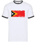Timor-Leste Grunge Flag Herren Ringer T-Shirt Kurzarm 100% Baumwolle Unisex T-shirt, Sweatshirt, Hoodie, Long Sleeve Tee - T-Shirt, Sweatshirt, Hoodie