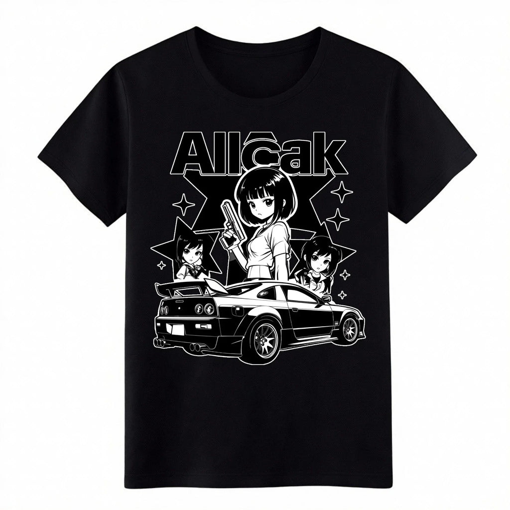 Anime JDM Girls T-Shirt - Allcak Street Racing Manga Graphic Tee Unisex T-shirt, Sweatshirt, Hoodie, Long Sleeve Tee - T-Shirt, Sweatshirt, Hoodie