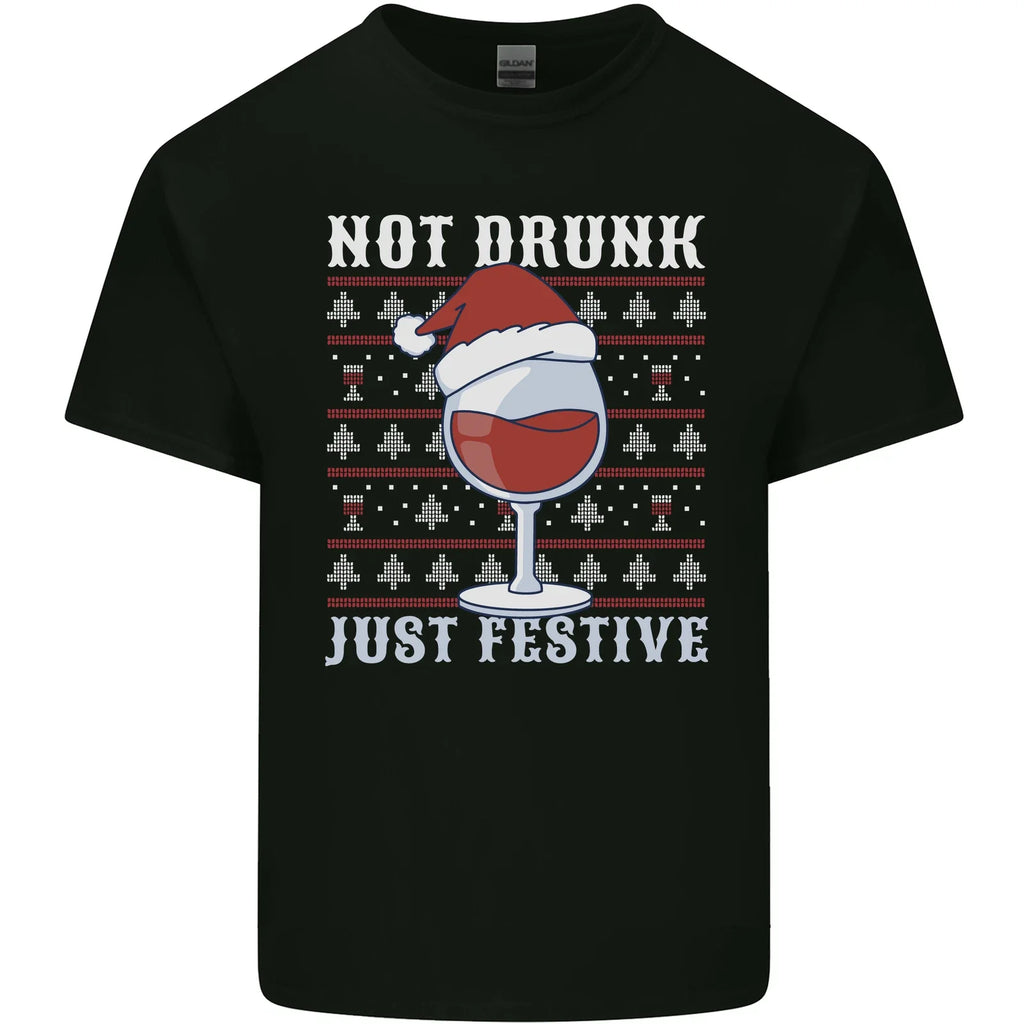 Wine Not Drunk Just Festive Funny Christmas Xmas Mens Light Cotton T-Shirt Unisex T-shirt, Sweatshirt, Hoodie, Long Sleeve Tee - T-Shirt, Sweatshirt, Hoodie