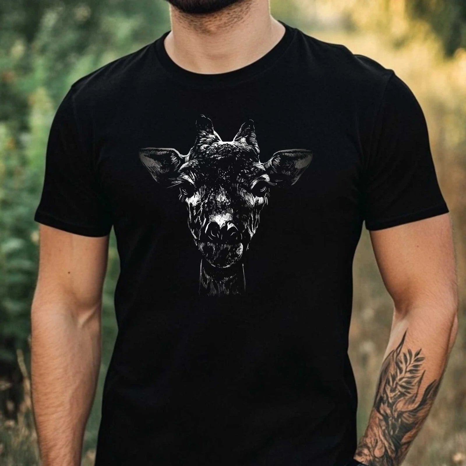 Mens Giraffe Motif Cotton T-Shirt Size XS to 5XL Unisex T-shirt, Sweatshirt, Hoodie, Long Sleeve Tee - T-Shirt, Sweatshirt, Hoodie