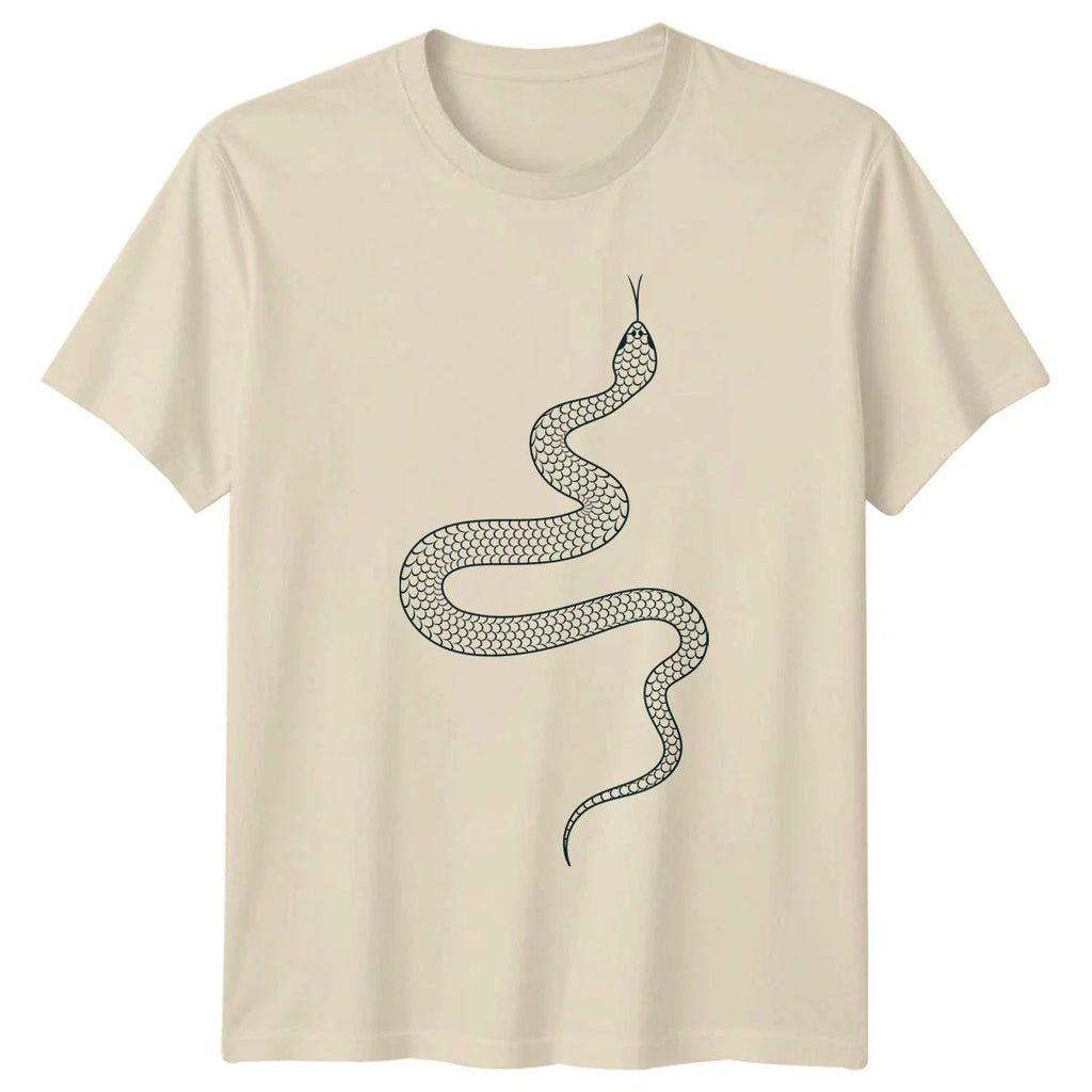 Stylized Serpent Minimalist Tattoo Design T-Shirt Occult Reptile Wildlife Unisex T-shirt, Sweatshirt, Hoodie, Long Sleeve Tee - T-Shirt, Sweatshirt, Hoodie