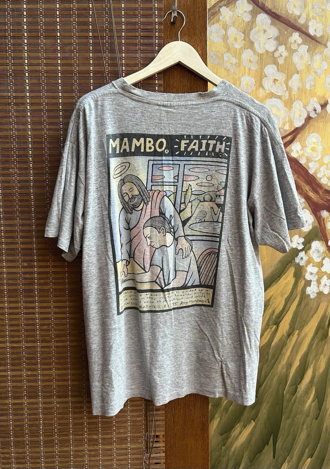 1995 Mambo Faith Loud Shirt Reg Mombassa Jesus Art T-Shirt Size XL Gray Unisex T-shirt, Sweatshirt, Hoodie, Long Sleeve Tee - T-Shirt, Sweatshirt, Hoodie
