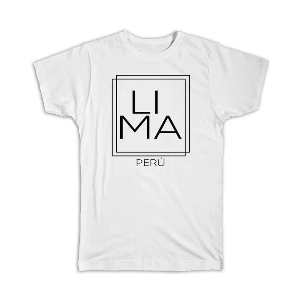 Gift T-Shirt : LIMA Peru Square Modern Minimalist Font Unisex T-shirt, Sweatshirt, Hoodie, Long Sleeve Tee - T-Shirt, Sweatshirt, Hoodie