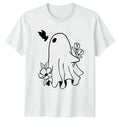 Ghost With Flowers Bat Halloween T-Shirt Aesthetic Floral Halloween Gift Unisex T-shirt, Sweatshirt, Hoodie, Long Sleeve Tee - T-Shirt, Sweatshirt, Hoodie