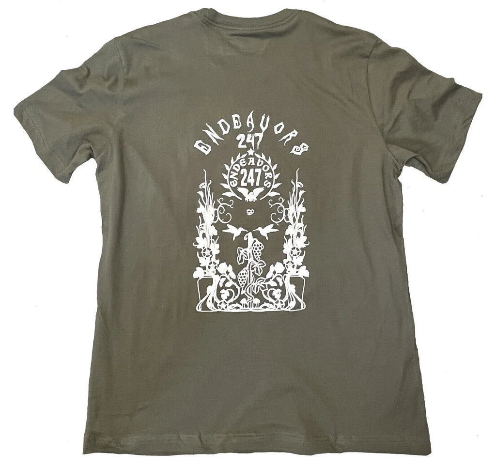 Endeavors247 Grapevines Floral w. Birds Tattoo Style Art Military Green T Shirt Unisex T-shirt, Sweatshirt, Hoodie, Long Sleeve Tee - T-Shirt, Sweatshirt, Hoodie