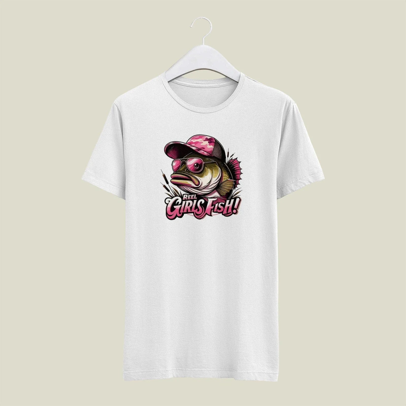 White MEDIUM Mens Gildan T Shirt  Reel Girls Fish Cool Bass Pink Hat Unisex T-shirt, Sweatshirt, Hoodie, Long Sleeve Tee - T-Shirt, Sweatshirt, Hoodie