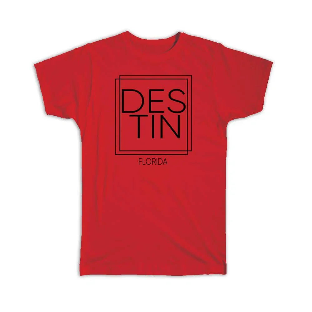 Gift T-Shirt : DESTIN Florida Square Modern Minimalist Font Unisex T-shirt, Sweatshirt, Hoodie, Long Sleeve Tee - T-Shirt, Sweatshirt, Hoodie