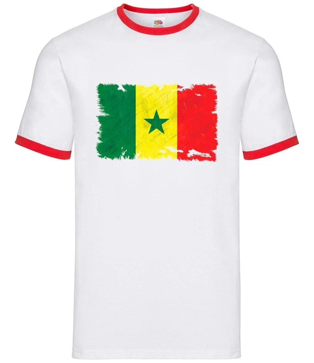 Senegal Grunge Stil Flagge - Herren Ringer - Senegalesische Republik Country Unisex T-shirt, Sweatshirt, Hoodie, Long Sleeve Tee - T-Shirt, Sweatshirt, Hoodie