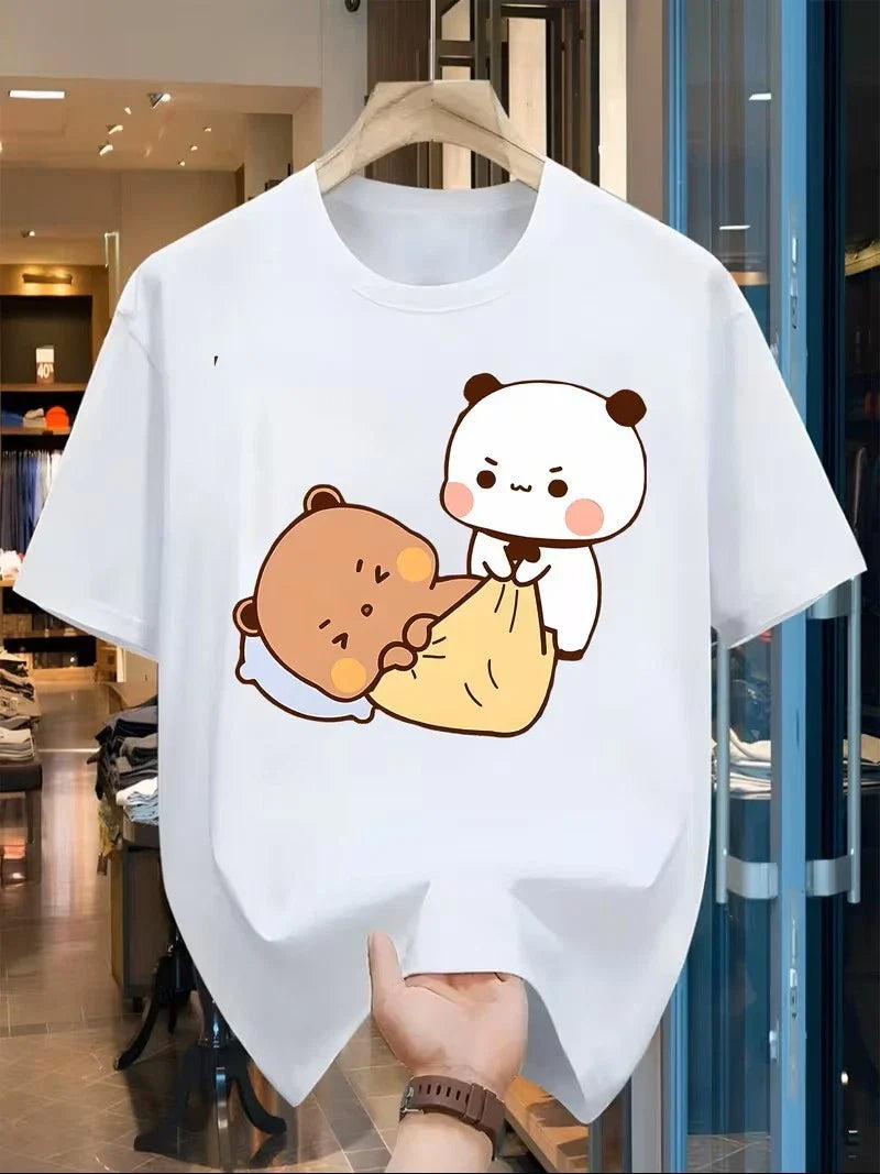 Men Bubu Dudu Panda Bear Cute Kawaii Graphic T-Shirt Cotton Short Sleeve Tee Unisex T-shirt, Sweatshirt, Hoodie, Long Sleeve Tee - T-Shirt, Sweatshirt, Hoodie