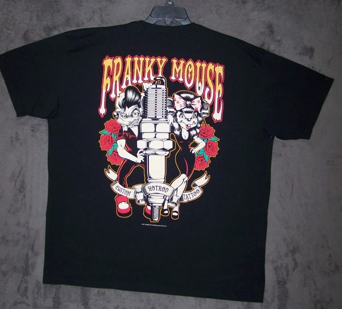 Franky Mouse Shirt Adult 3XL XXXL Black Graphic Biker Hot Rod Tattoo Motorcycle Unisex T-shirt, Sweatshirt, Hoodie, Long Sleeve Tee - T-Shirt, Sweatshirt, Hoodie