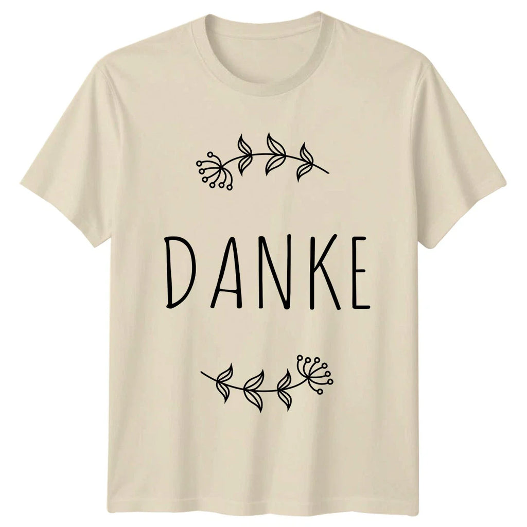 Danke Womens T-Shirt Floral Minimalist Gratitude Mothers Day Gift For Her Unisex T-shirt, Sweatshirt, Hoodie, Long Sleeve Tee - T-Shirt, Sweatshirt, Hoodie