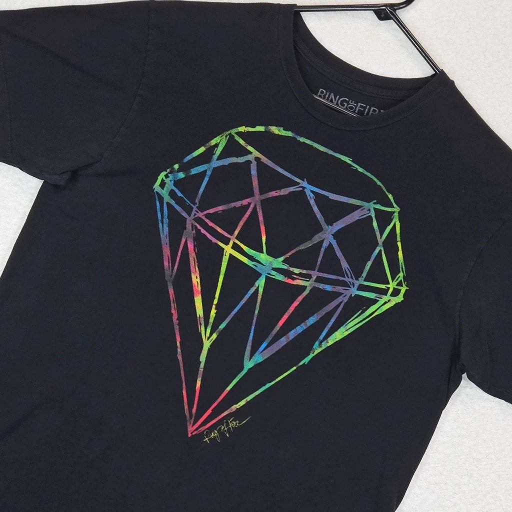 Ring of Fire Diamond Graphic Tee Mens Large Black Multi Color Short Sleeve Shirt Unisex T-shirt, Sweatshirt, Hoodie, Long Sleeve Tee - T-Shirt, Sweatshirt, Hoodie