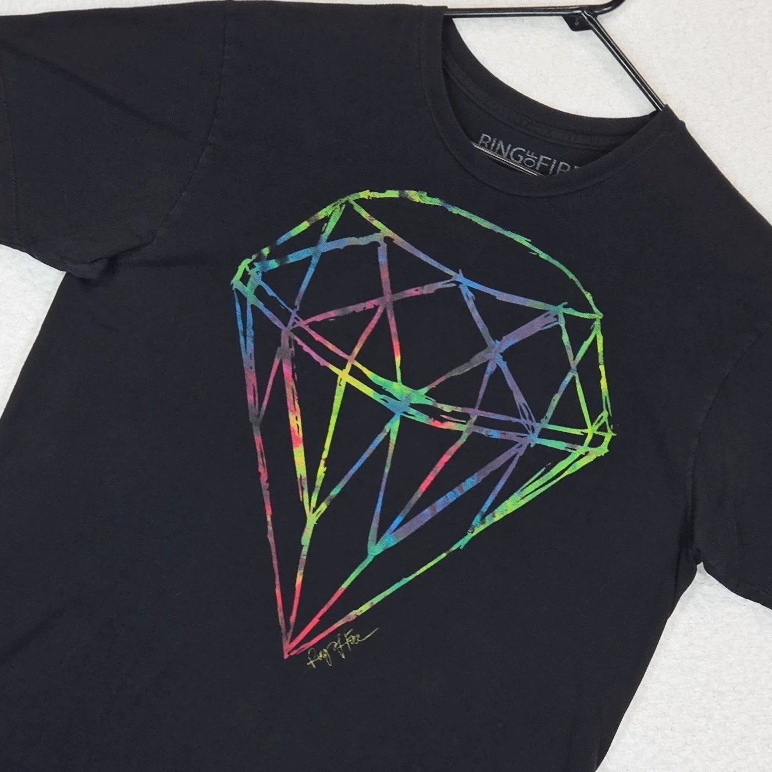 Ring of Fire Diamond Graphic Tee Mens Large Black Multi Color Short Sleeve Shirt Unisex T-shirt, Sweatshirt, Hoodie, Long Sleeve Tee - T-Shirt, Sweatshirt, Hoodie
