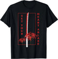 Katana Set Your Heart Ablaze Japanese Anime Aesthetic Flower T-Shirt Unisex T-shirt, Sweatshirt, Hoodie, Long Sleeve Tee - T-Shirt, Sweatshirt, Hoodie
