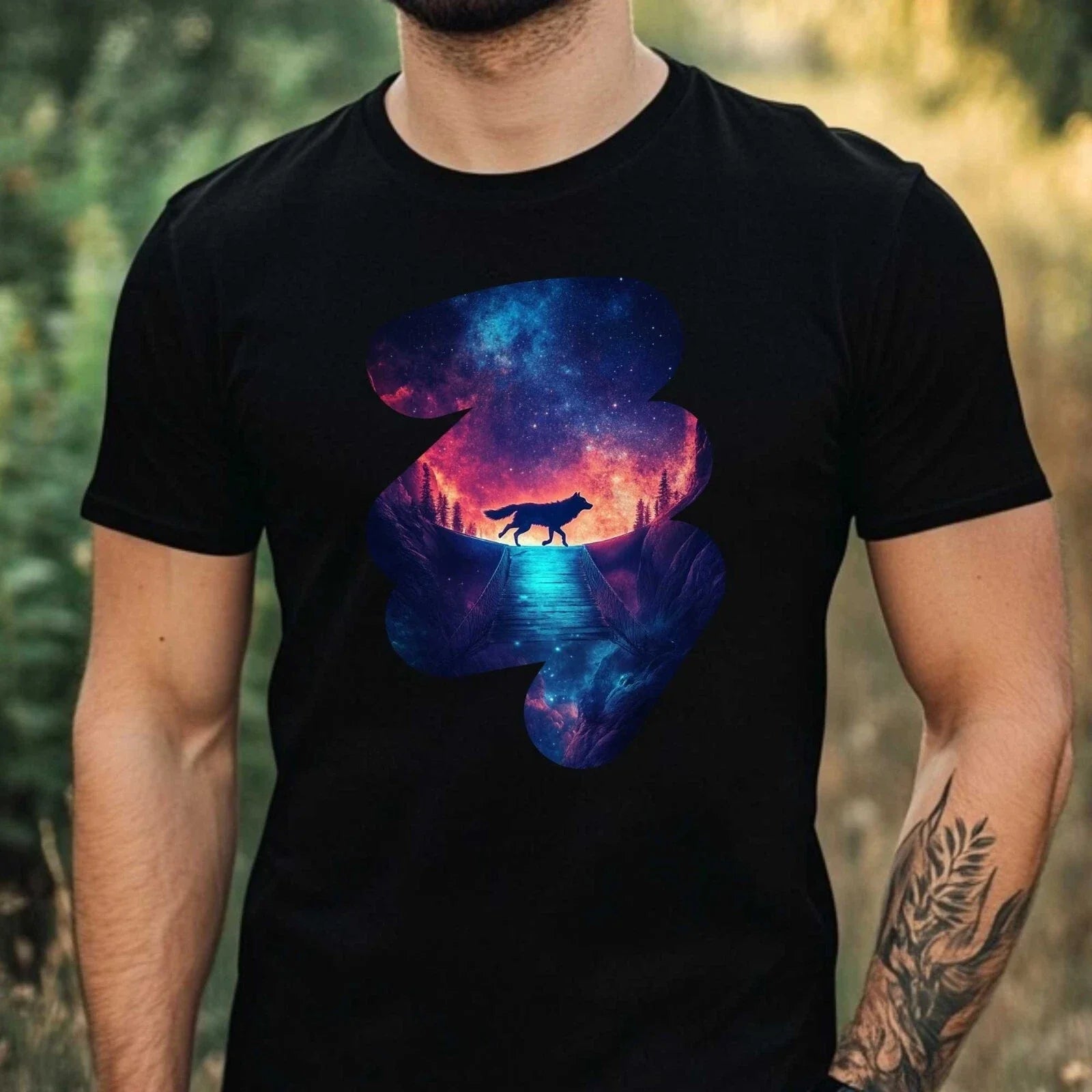 Mens Shining Wolf Motif Cotton T-Shirt Size XS to 5XL Unisex T-shirt, Sweatshirt, Hoodie, Long Sleeve Tee - T-Shirt, Sweatshirt, Hoodie