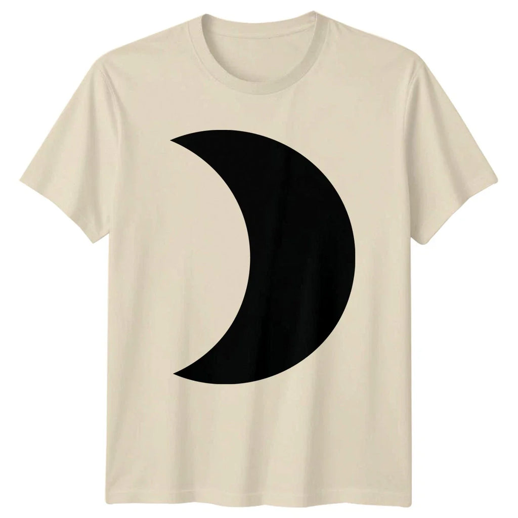 Abstract Black Crescent Moon Shape T-Shirt Minimalist Design Astronomy Birthday Unisex T-shirt, Sweatshirt, Hoodie, Long Sleeve Tee - T-Shirt, Sweatshirt, Hoodie