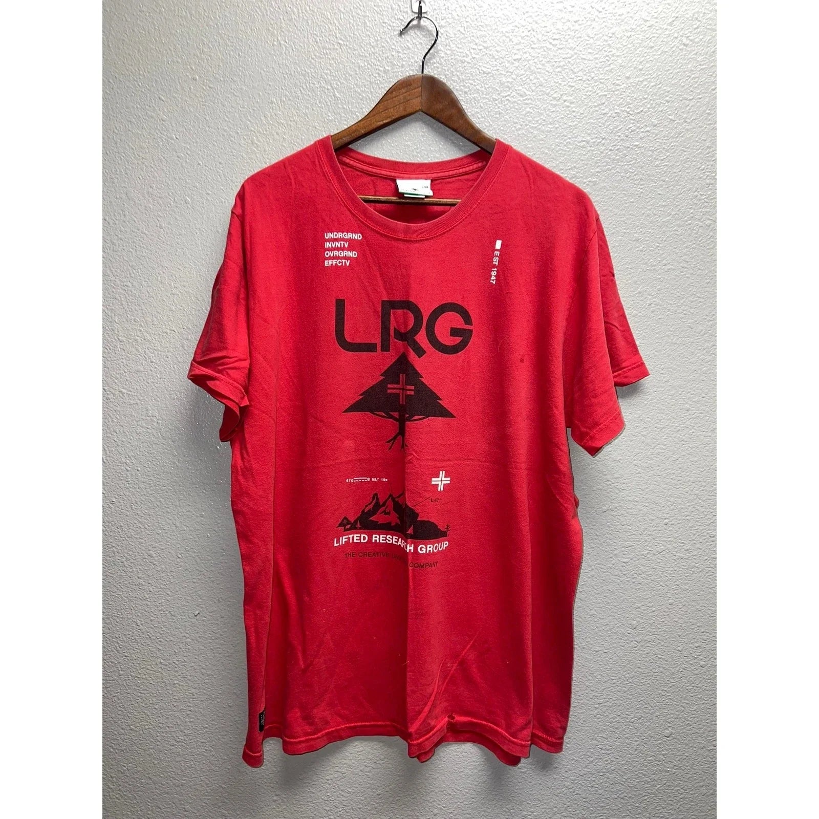 LRG Underground Shirt Lifted Research Group Creative Red Tee Y2K Distressed XL Unisex T-shirt, Sweatshirt, Hoodie, Long Sleeve Tee - T-Shirt, Sweatshirt, Hoodie