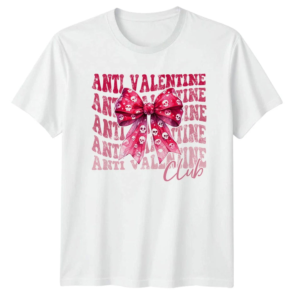 Anti Valentine Club Skulls Bow Mens T-Shirt Womens Tee Graphic Unisex Top Unisex T-shirt, Sweatshirt, Hoodie, Long Sleeve Tee - T-Shirt, Sweatshirt, Hoodie