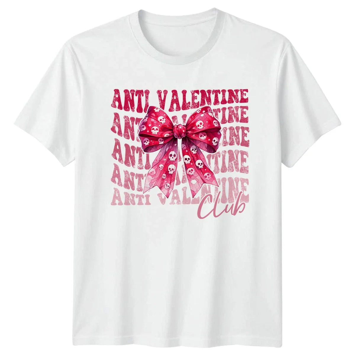 Anti Valentine Club Skulls Bow Mens T-Shirt Womens Tee Graphic Unisex Top Unisex T-shirt, Sweatshirt, Hoodie, Long Sleeve Tee - T-Shirt, Sweatshirt, Hoodie