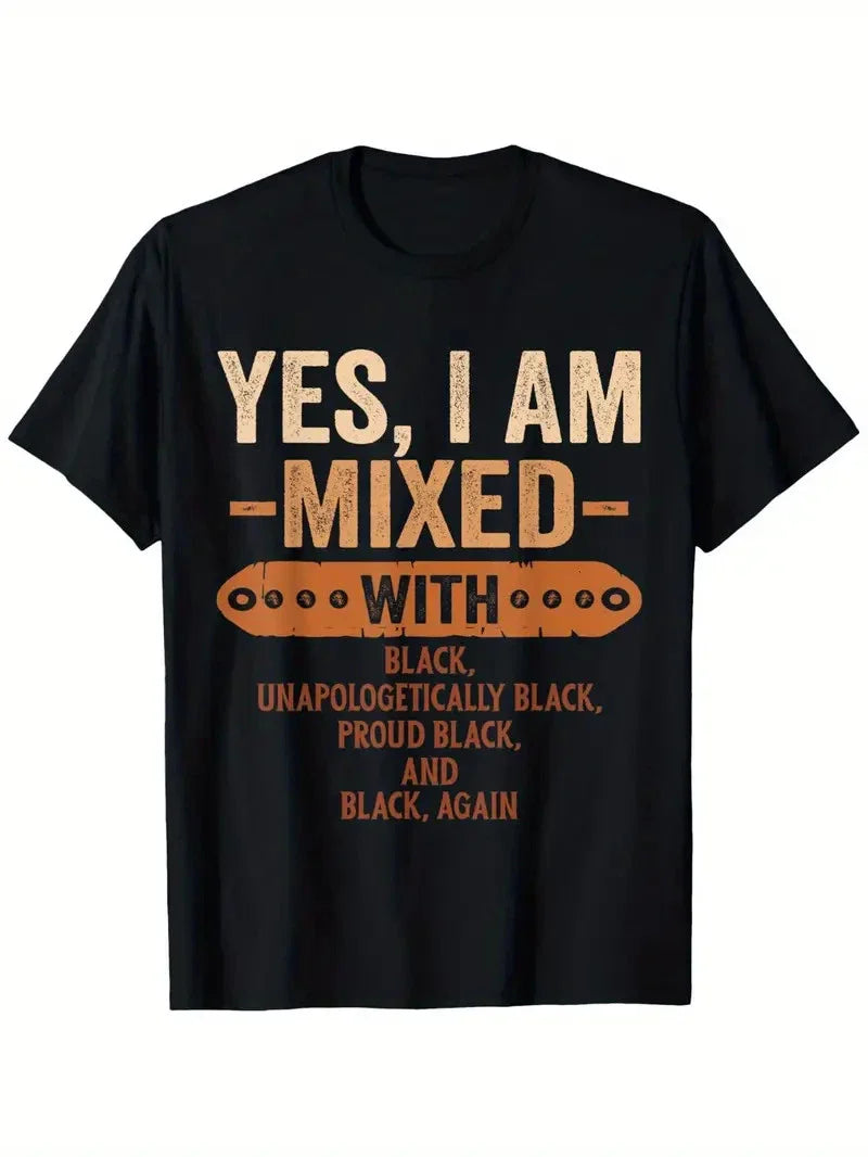 Yes I Am Mixed with Black History Month Cool BLM Melanin T-Shirt - Unisex 100% C Unisex T-shirt, Sweatshirt, Hoodie, Long Sleeve Tee - T-Shirt, Sweatshirt, Hoodie