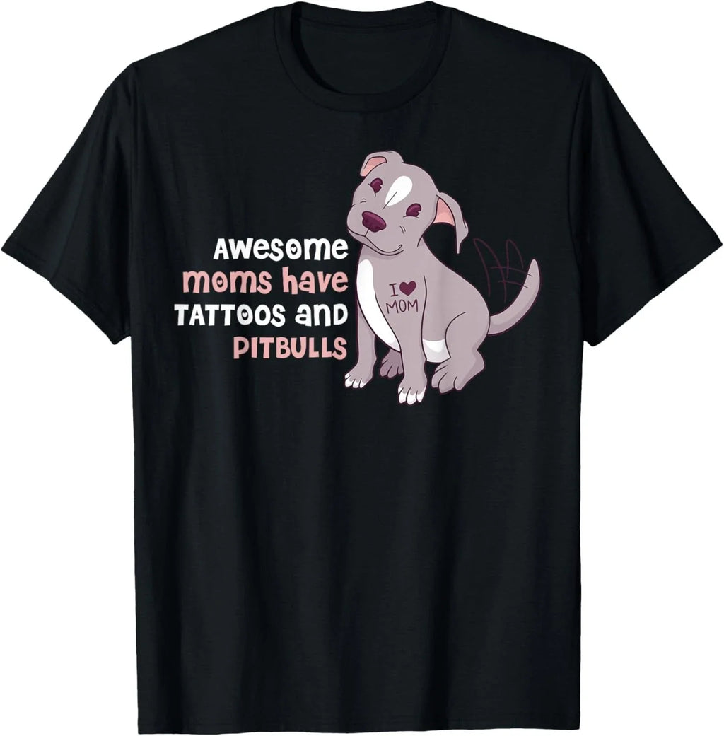 Awesome Moms Have Tattoos And Pitbulls Gift Unisex T-Shirt Unisex T-shirt, Sweatshirt, Hoodie, Long Sleeve Tee - T-Shirt, Sweatshirt, Hoodie