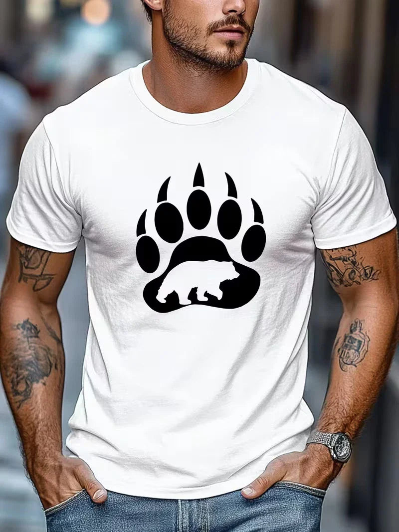 Men's Bear Paw T-Shirt Casual Summer Crew Neck Short Sleeve Graphic Tee Top Unisex T-shirt, Sweatshirt, Hoodie, Long Sleeve Tee - T-Shirt, Sweatshirt, Hoodie